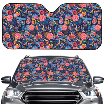 Boho Paisley Pattern Print Car Windshield Sun Shade