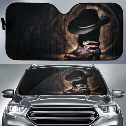 Boots & Hat & Ropes of Cowboy Vintage theme car auto sunshades 918b Universal Fit