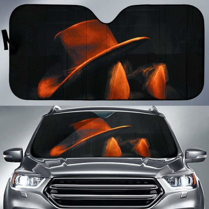 Boots & Hat of Cowboy Vintage theme car auto sunshades 918b Universal Fit