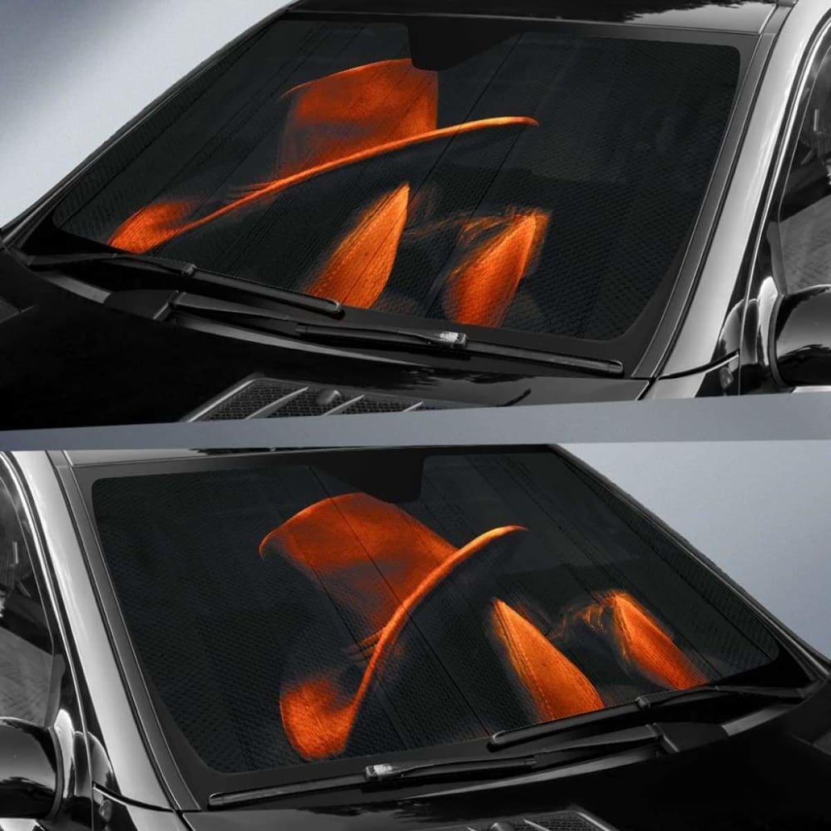 Boots & Hat of Cowboy Vintage theme car auto sunshades 918b Universal Fit
