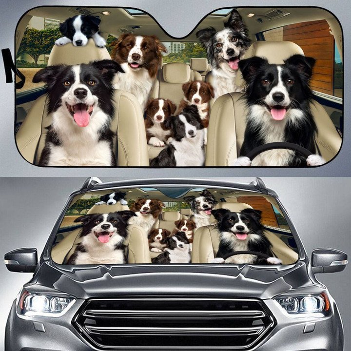 Border Collie Car All Over Printed 3D Sun Shade