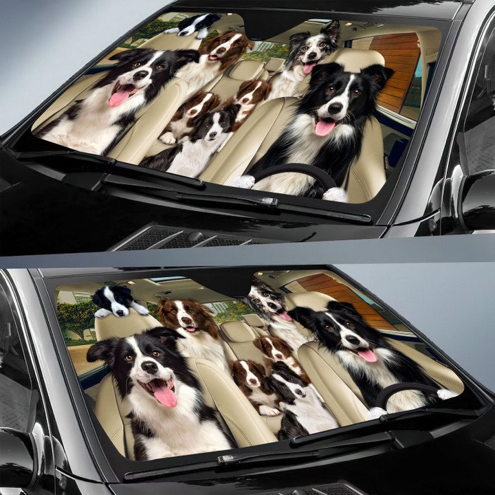 Border Collie Car All Over Printed 3D Sun Shade