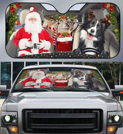 Border Collie Dog Lovers Xmas Printed 3D Sun Shade