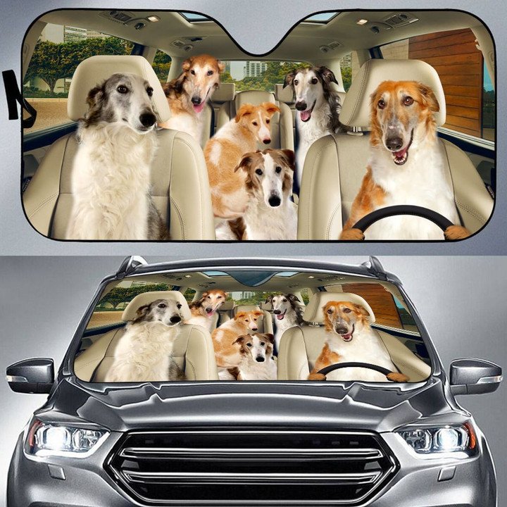 Borzoi Car All Over Printed 3D Sun Shade