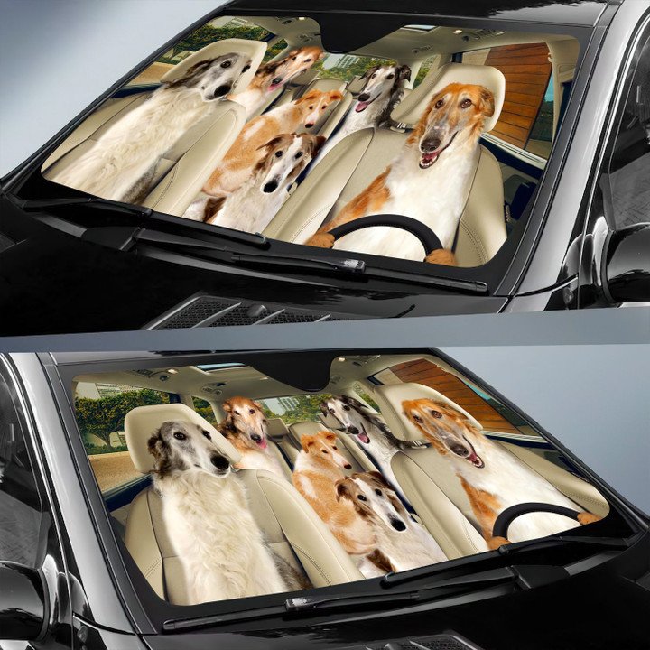 Borzoi Car All Over Printed 3D Sun Shade