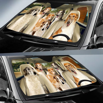 Borzoi Car All Over Printed 3D Sun Shade