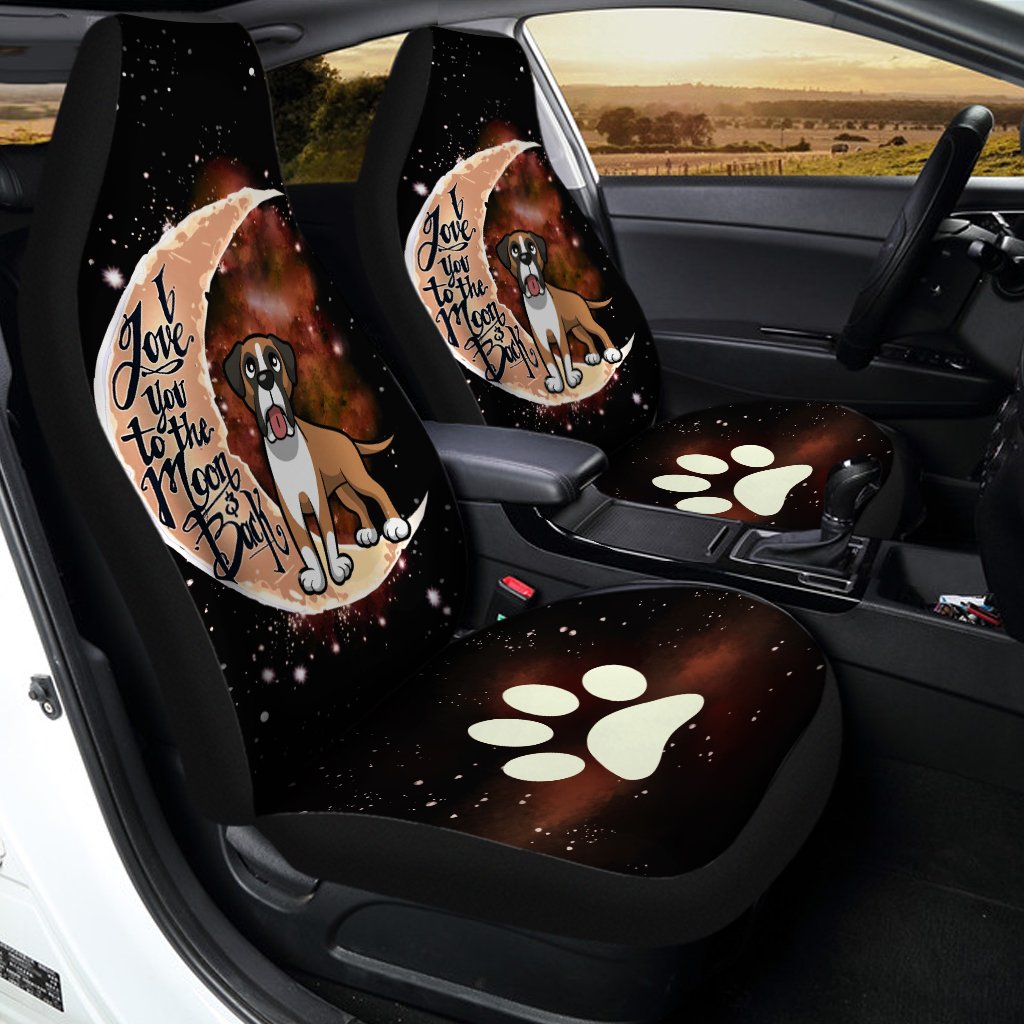 Boxer Car Seat Covers I Love You To The Moon and Back Car Accessories Gift Idea For Boxer Owners