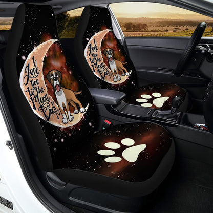 Boxer Car Seat Covers I Love You To The Moon and Back Car Accessories Gift Idea For Boxer Owners