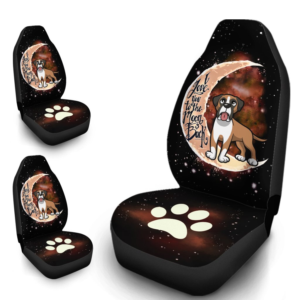 Boxer Car Seat Covers I Love You To The Moon and Back Car Accessories Gift Idea For Boxer Owners