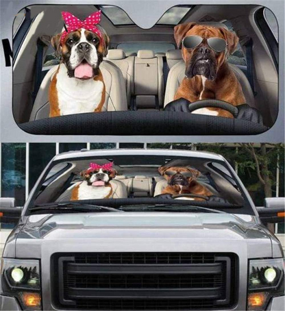 Boxer Dog Driver Design Car Windshield Sunshade