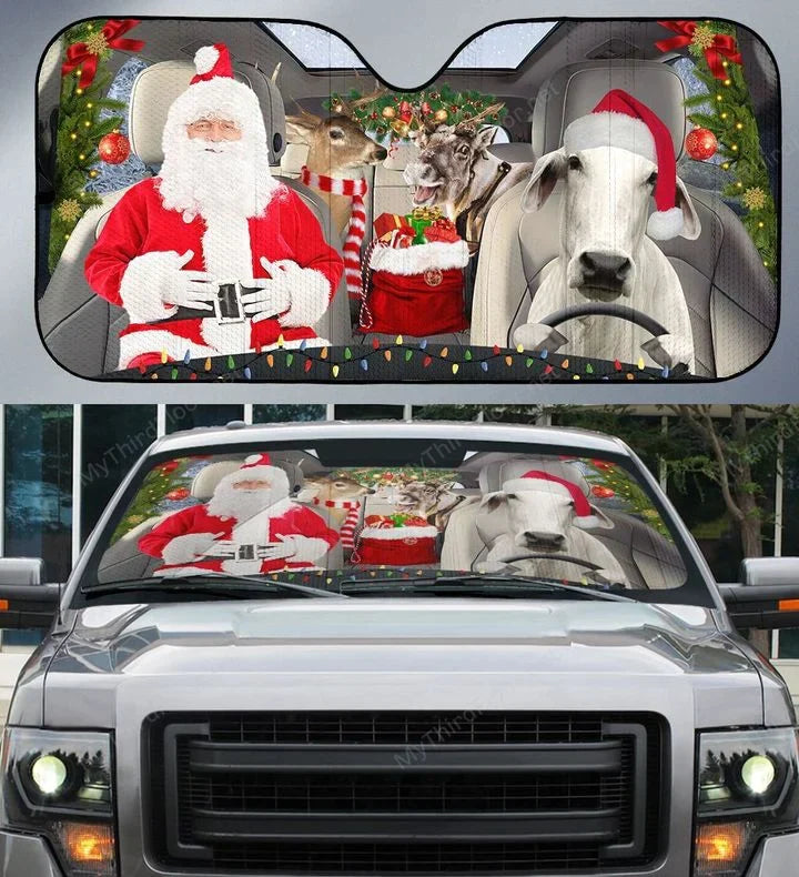 Brahman Cattle Lovers Xmas Printed 3D Sun Shade