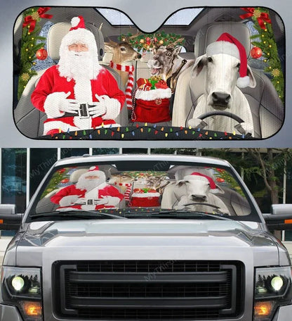 Brahman Cattle Lovers Xmas Printed 3D Sun Shade