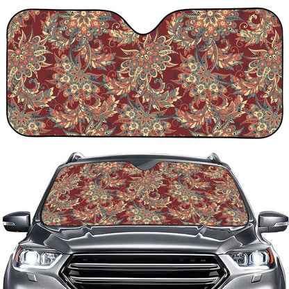 Brick Floral Bohemian Pattern Print Car Windshield Sun Shade