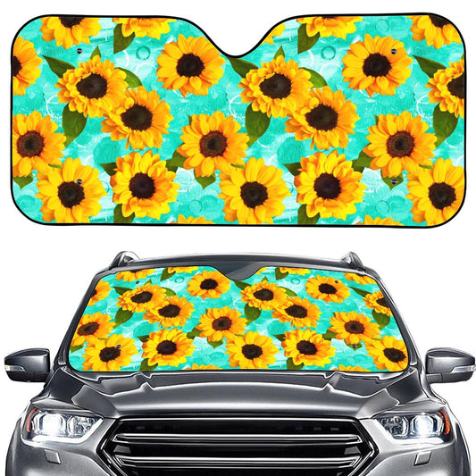 Bright Sunflower Pattern Print Car Windshield Sun Shade