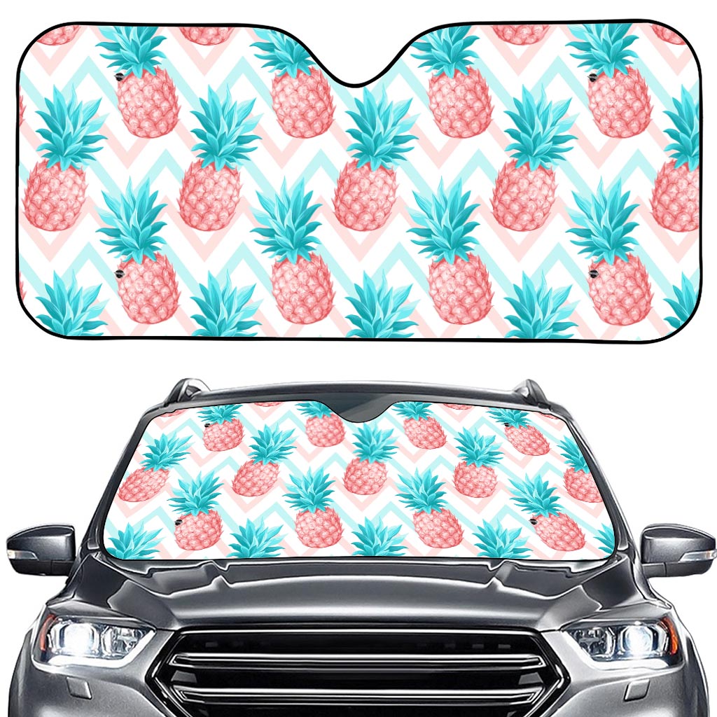 Bright Zig Zag Pineapple Pattern Print Car Windshield Sun Shade