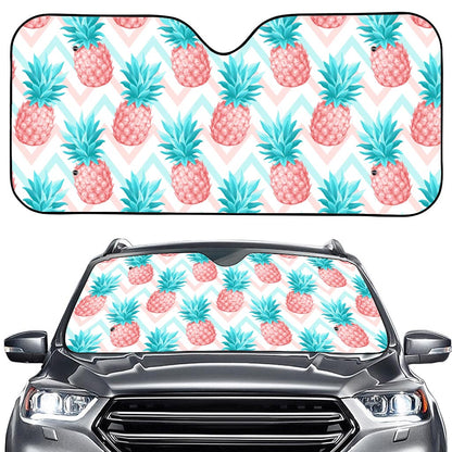 Bright Zig Zag Pineapple Pattern Print Car Windshield Sun Shade