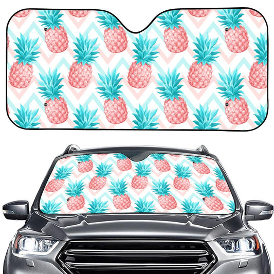 Bright Zig Zag Pineapple Pattern Print Car Windshield Sun Shade
