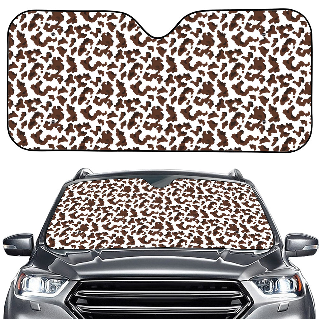 Brown And White Cow Pattern Print Car Windshield Sun Shade
