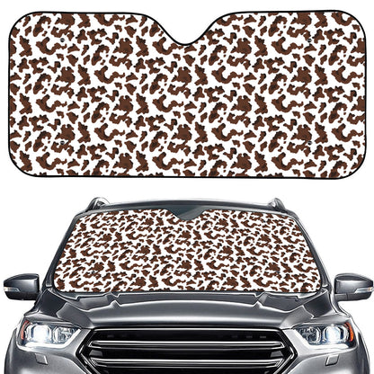 Brown And White Cow Pattern Print Car Windshield Sun Shade