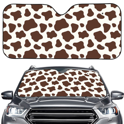 Brown And White Cow Print Car Windshield Sun Shade