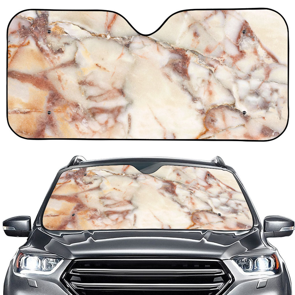 Brown Beige Marble Print Car Windshield Sun Shade