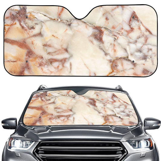 Brown Beige Marble Print Car Windshield Sun Shade