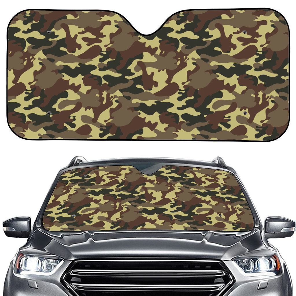 Brown Camouflage Print Car Windshield Sun Shade