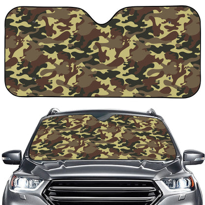 Brown Camouflage Print Car Windshield Sun Shade