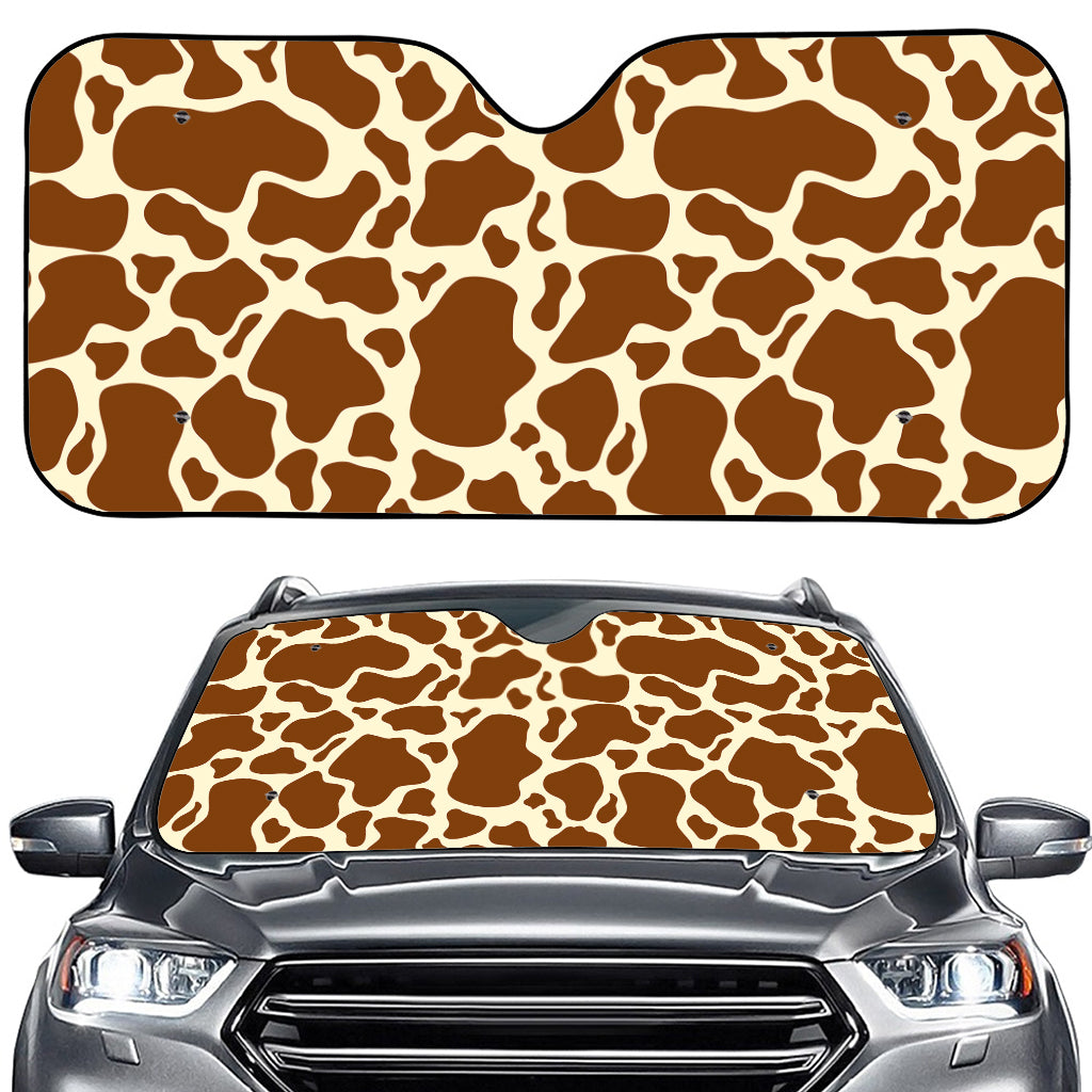 Brown Cow Print Car Windshield Sun Shade