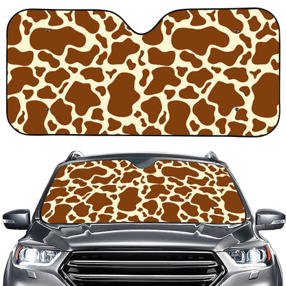 Brown Cow Print Car Windshield Sun Shade