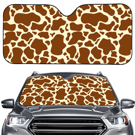 Brown Cow Print Car Windshield Sun Shade