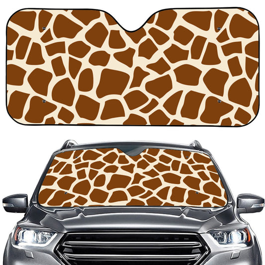 Brown Giraffe Pattern Print Car Windshield Sun Shade