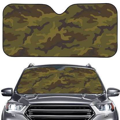 Brown Green Camouflage Print Car Windshield Sun Shade