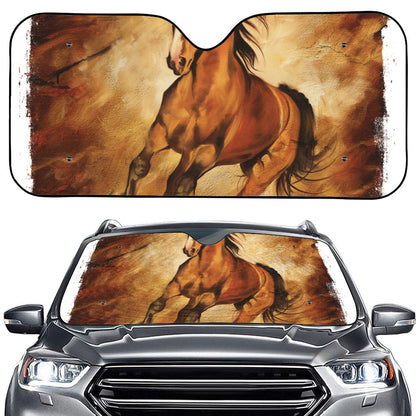 Brown Horse Painting Print Car Windshield Sun Shade