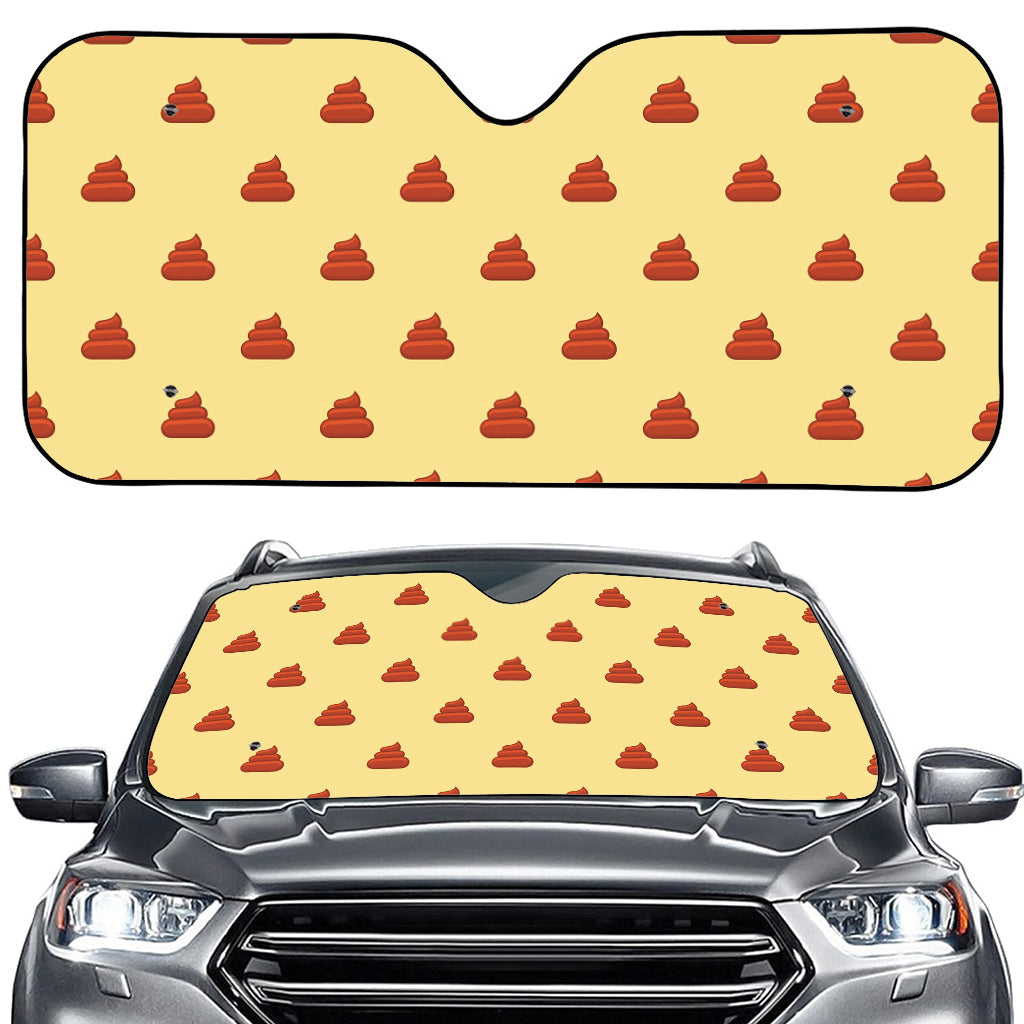 Brown Poop Pattern Print Car Windshield Sun Shade