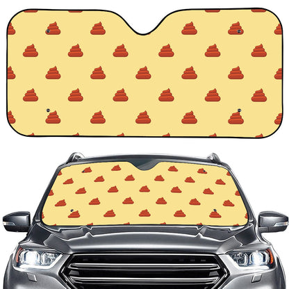 Brown Poop Pattern Print Car Windshield Sun Shade