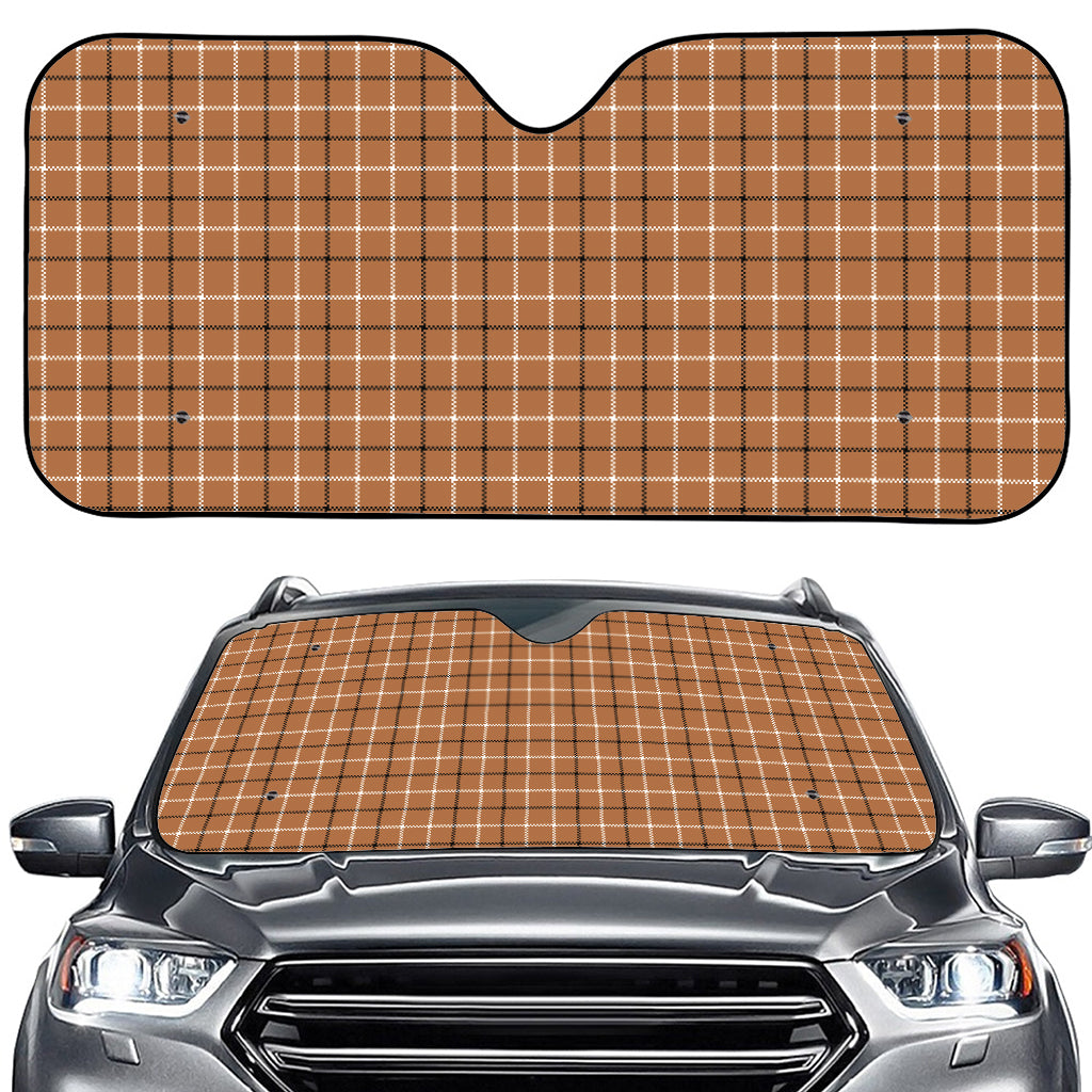 Brown Tattersall Pattern Print Car Windshield Sun Shade