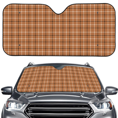 Brown Tattersall Pattern Print Car Windshield Sun Shade