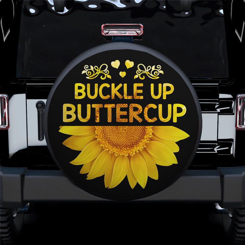 Buckle Up Buttercup Sunflower Jeep Car Spare Tire Cover