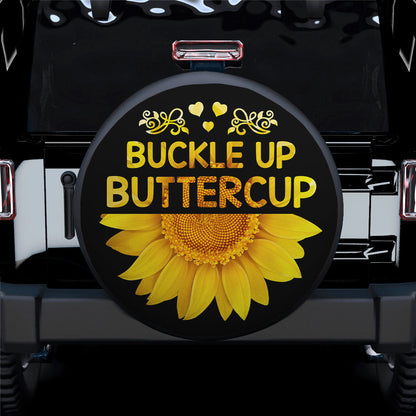 Buckle Up Buttercup Sunflower Jeep Car Spare Tire Cover