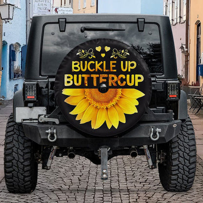 Buckle Up Buttercup Sunflower Jeep Car Spare Tire Cover