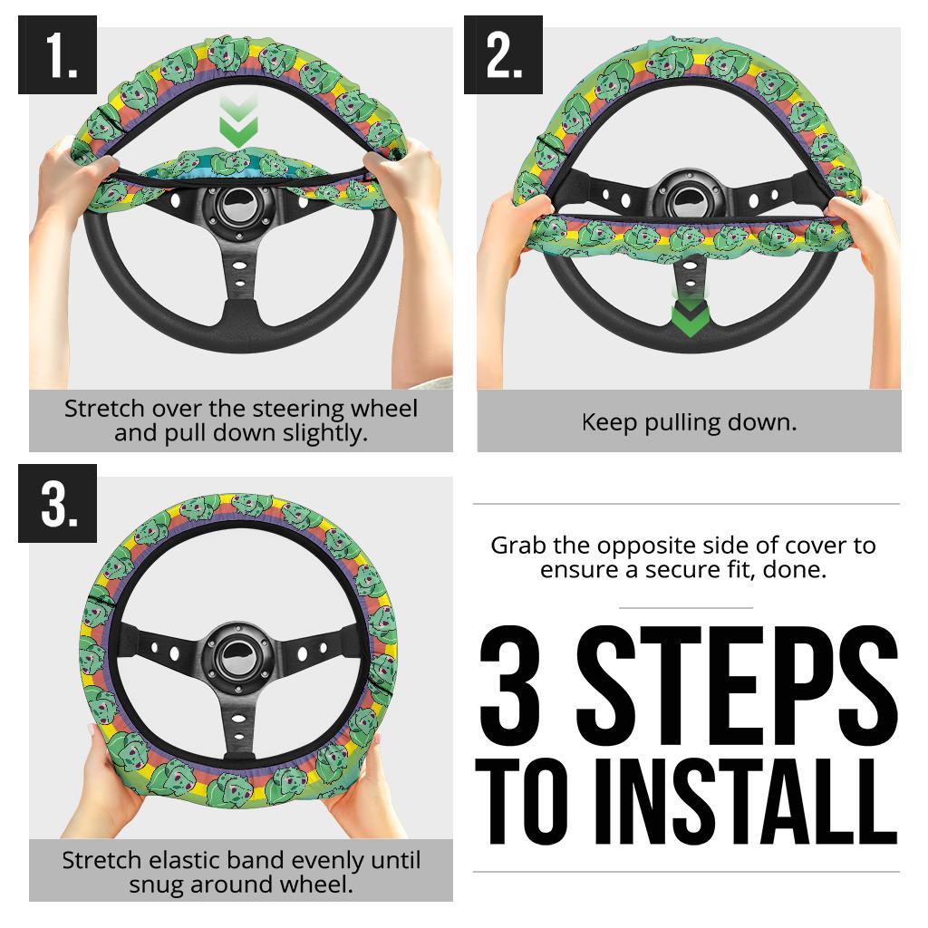 Bulbasaur Anime Custom Car Steering Wheel Cover