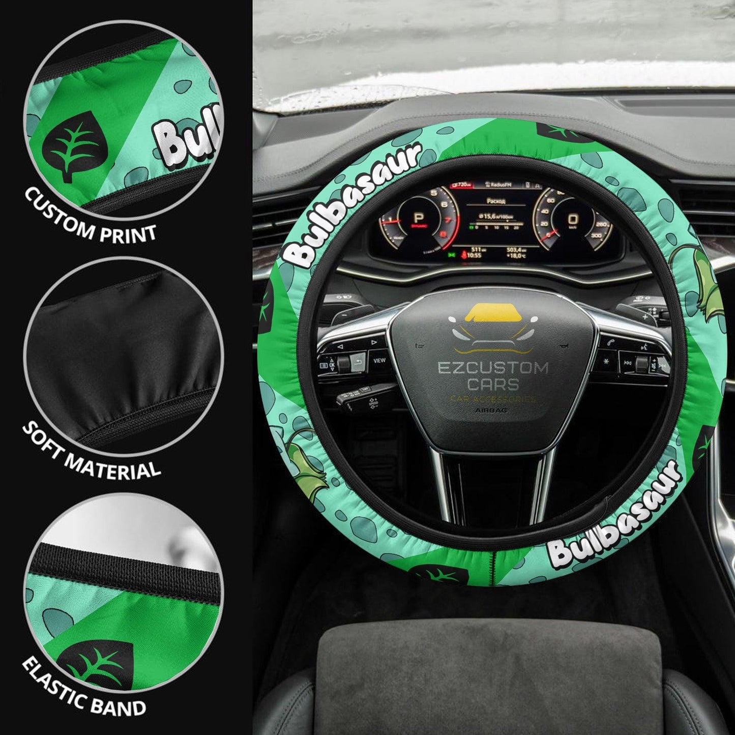 Bulbasaur Pokemon Anime Steering Wheel Cover