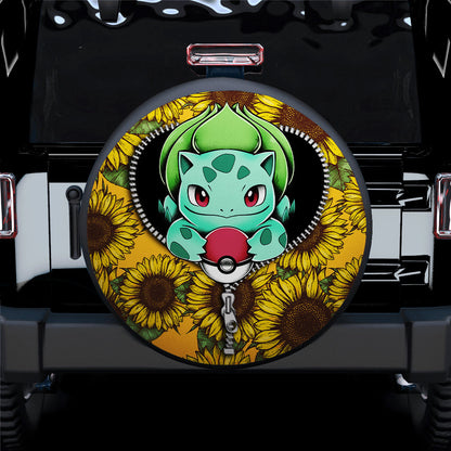 Bulbasaur Sunflower Zipper Car Spare Tire Cover