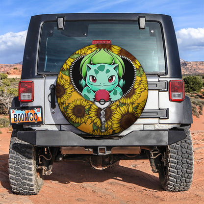 Bulbasaur Sunflower Zipper Car Spare Tire Cover