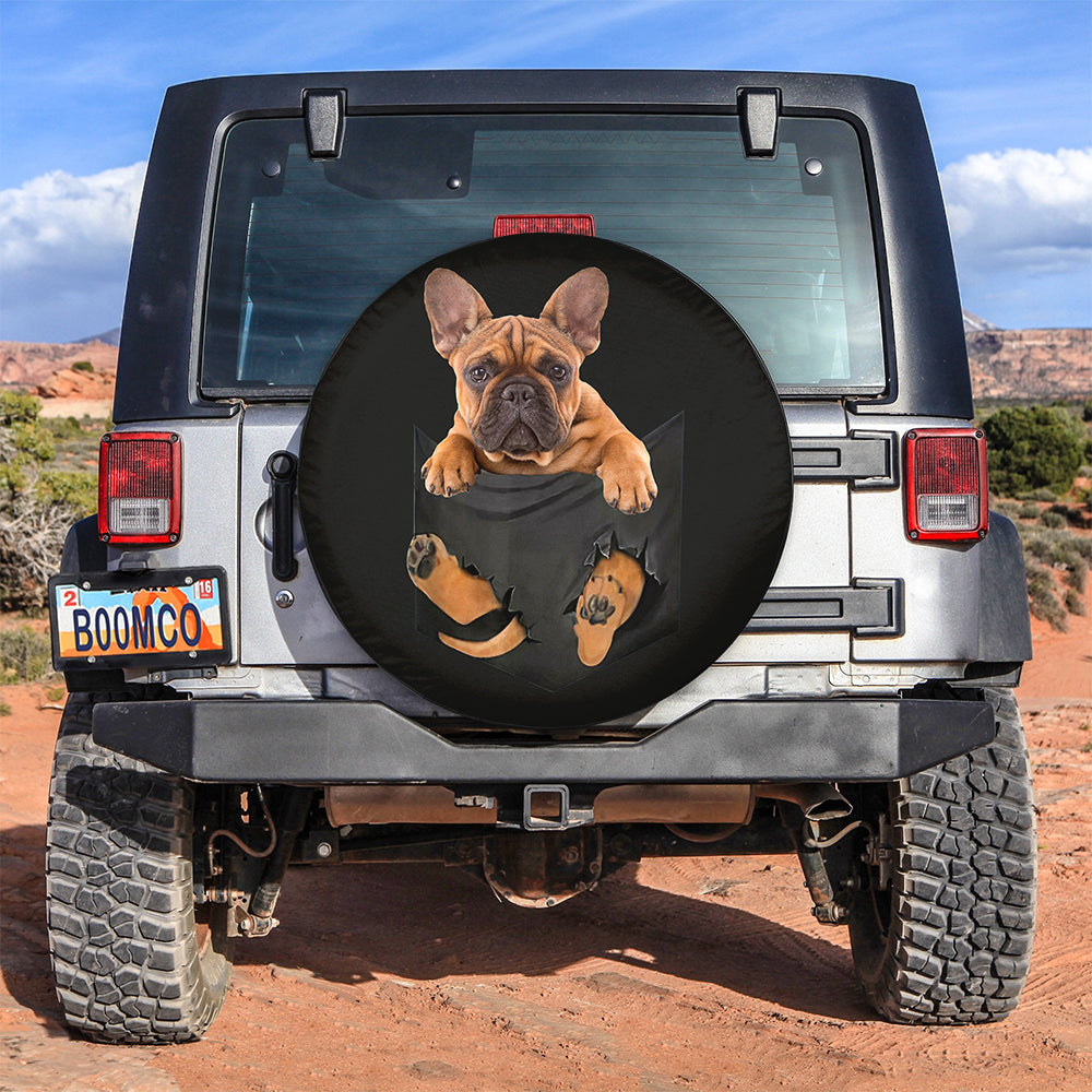 Bull Dog Puppy Hanging Cute Jeep Car Spare Tire Cover