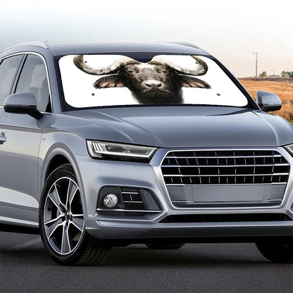 Bull Portrait Print Car Windshield Sun Shade
