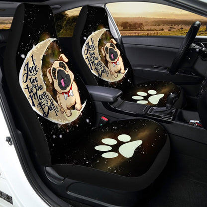 Bulldog Car Seat Covers I Love You To The Moon and Back Cute Car Accessories For Bulldog Owners