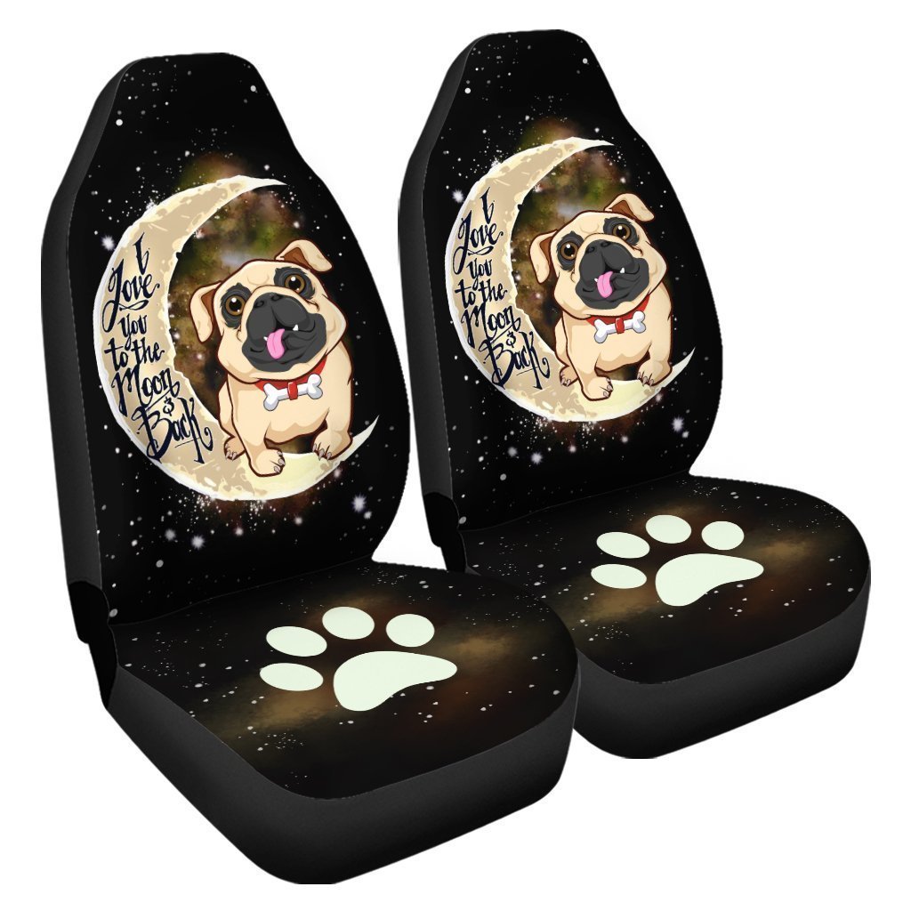 Bulldog Car Seat Covers I Love You To The Moon and Back Cute Car Accessories For Bulldog Owners