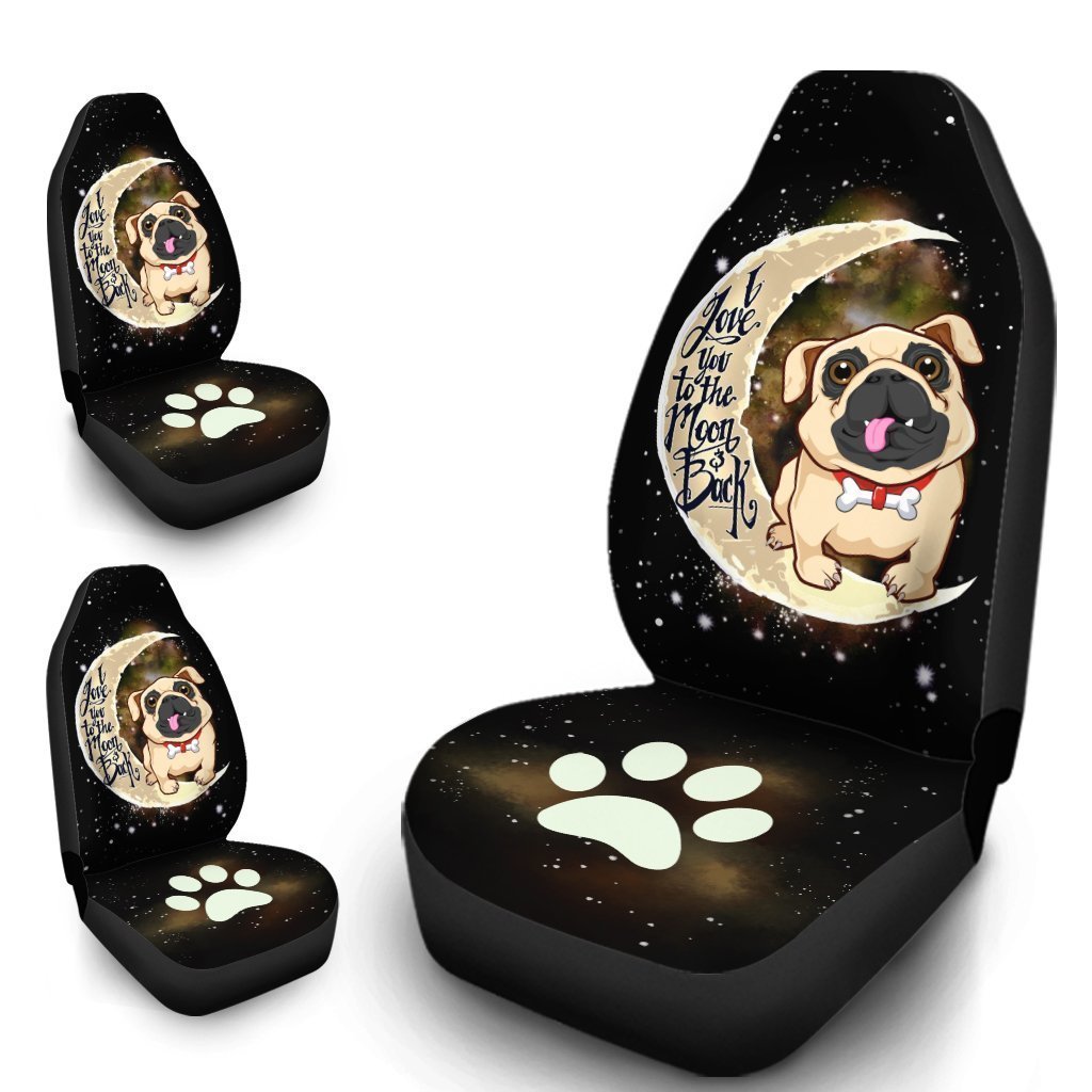 Bulldog Car Seat Covers I Love You To The Moon and Back Cute Car Accessories For Bulldog Owners